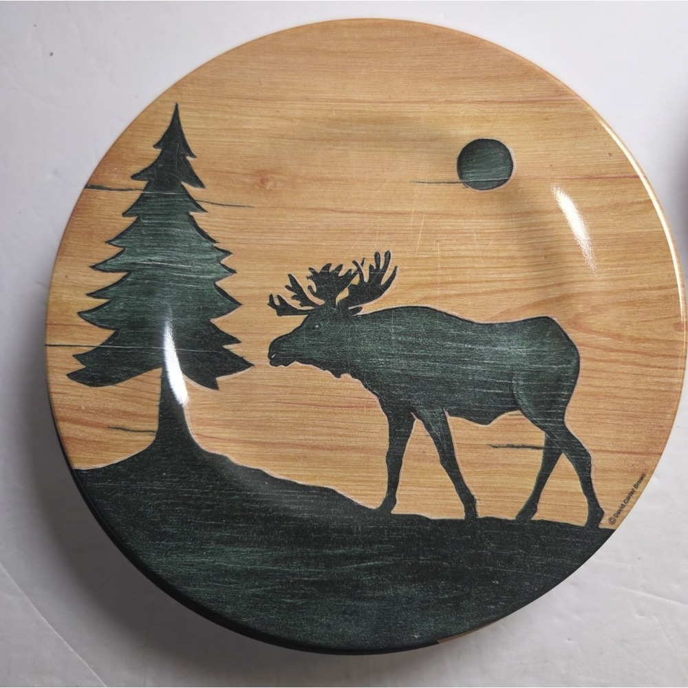 Replacement David Carter Brown Log Cabin Collection 8 1/4" Melamine Plate Moose